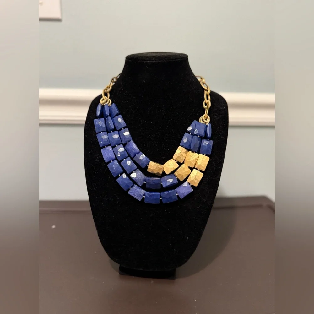 Stella & Dot Bahari necklace Stunning Blue and Gold Multi strand